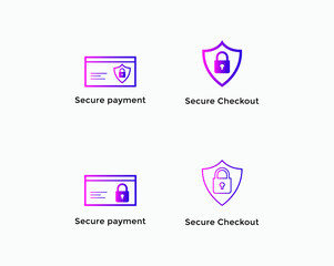 secure payment, secure checkout icon set. E commerce icon
