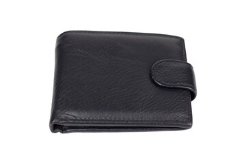 men's, leather black wallet, isolated from the background, on a white background
