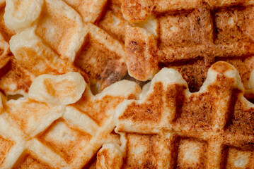 Belgian waffles close-up background. Home made.