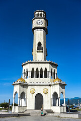 Fototapeta premium Chacha Tower on the Batumi embankment.Chacha Fountain in Batumi. May 2019. Georgia