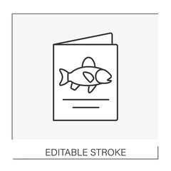 Fishing line icon. Education. Book with information about fish. Fishing industry concept. Isolated vector illustration. Editable stroke