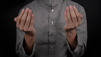 muslim prayer making dua with both hand separated