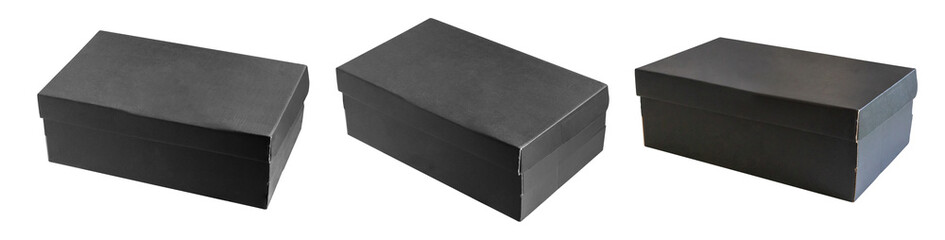 Mockup black box set isolated on white background