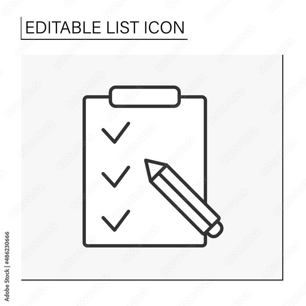 Poster clipboard line icon. checking tasks on clipboard. letter with pencil check information. list concept