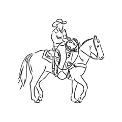 Fototapeta na wymiar An hand drawn freehand vector - RODEO. Scene from the american culture.