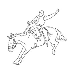 Obraz premium An hand drawn freehand vector - RODEO. Scene from the american culture.