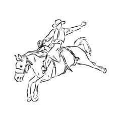 Fototapeta premium An hand drawn freehand vector - RODEO. Scene from the american culture.
