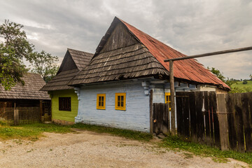 Fototapeta na wymiar Old houses in Vlkolinec village in Nizke Tatry mountains, Slovakia