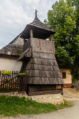 Fototapeta na wymiar Wooden bell tower in Vlkolinec village in Nizke Tatry mountains, Slovakia