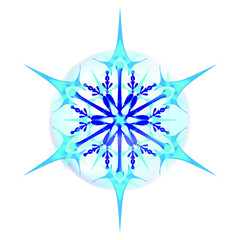 Snowflake icon. Pattern. Vector graphics for background, design of holiday cards, applications,  advertisements. Decor frame.