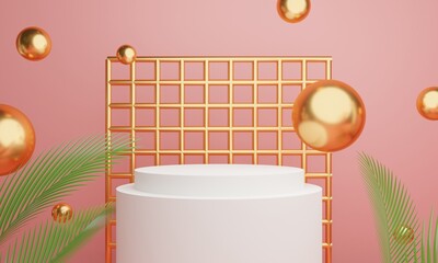 3d rendering illustration of background abstract pedestal board, art display mockup product...