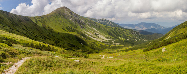Hiking trail in Siroka dolina valley in Nizke Tatry mountains, Slovakia © Matyas Rehak