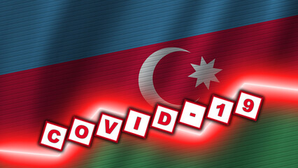 Azerbaijan Wavy Fabric Flag, Covid-19 Coronavirus Title, 3D Illustration