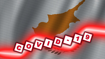 Cyprus Wavy Fabric Flag, Covid-19 Coronavirus Title, 3D Illustration