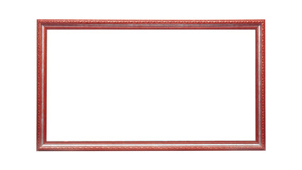 Wooden red frame for paintings. Isolated on white