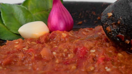Close Up Red Chili Pepper with Fresh Shallot and Garlic