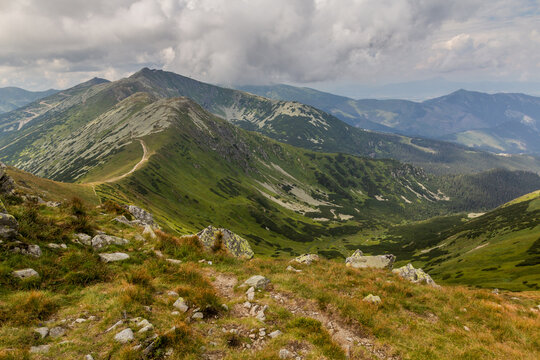 Ridge of Nizke Tatry mountains with Chopok mountain, Slovakia