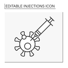 Syringe line icon. Fight with viruses. Injections concept. Isolated vector illustration. Editable stroke