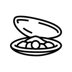 pearl oyster shell line icon vector. pearl oyster shell sign. isolated contour symbol black illustration - obrazy, fototapety, plakaty