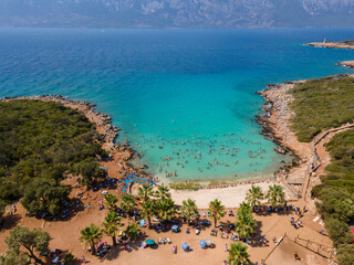 beach and sea. Turkey Cleopatra Bay view. Taken with a drone.