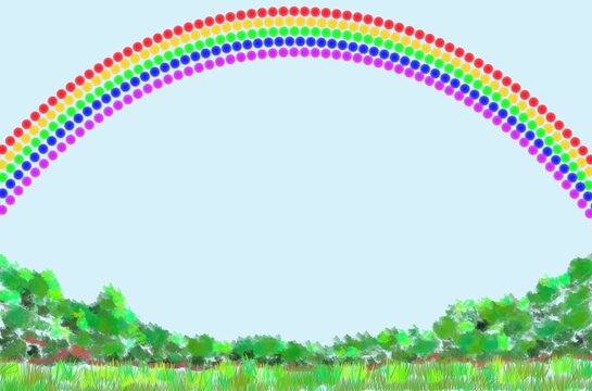 カラフルな水玉模様の虹