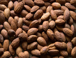 Brown almond nuts Natural background