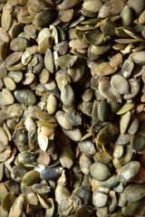 Pumpkin seeds. Texture background view