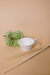 Plastic packaging for food on the background