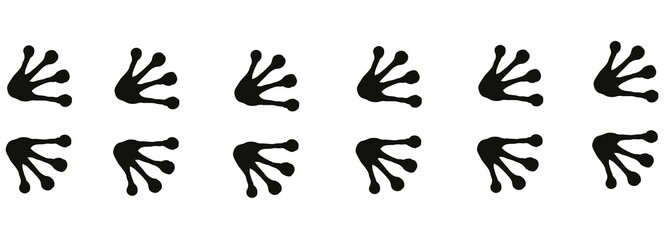 Frog foot print path. Animal paw trace in black color