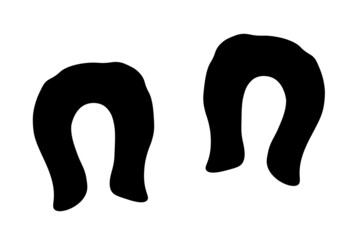 Horse paw footprint track. Vector  steps in black color