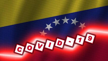 Venezuela Wavy Fabric Flag, Covid-19 Coronavirus Title, 3D Illustration
