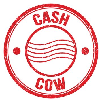 CASH COW text on red round postal stamp sign