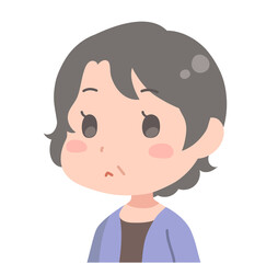 おちょぼ口の中年女性のイラスト