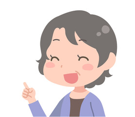 笑顔で人差し指を立てている女性_指さし