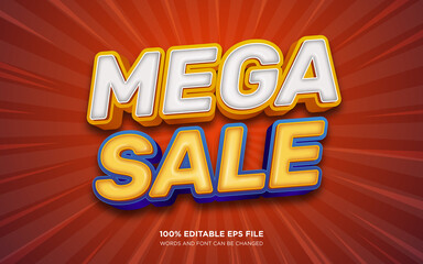 Mega Sale 3d editable text style effect	