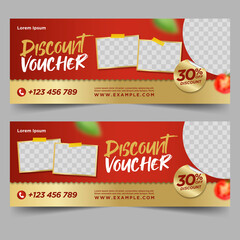 Food gift voucher, discount design template	