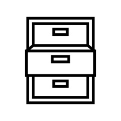 drawer open line icon vector. drawer open sign. isolated contour symbol black illustration