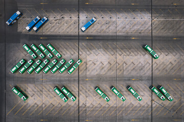 Fototapety  Bus parking lot aerial