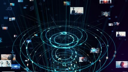 Digital contents concept. Social networking service. Streaming video. communication network. 