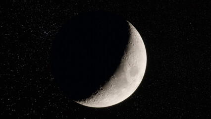 Photograph of Moon in the first quarter lunar phase. © volff