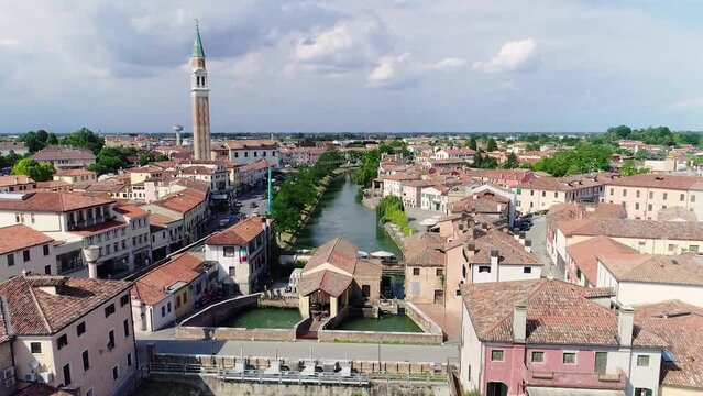 Aerial view of Dolo - Venice, Veneto., Italy