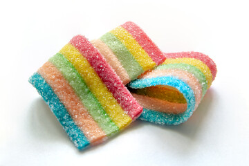 marmalade candy in the form of a ribbon of rainbow colors