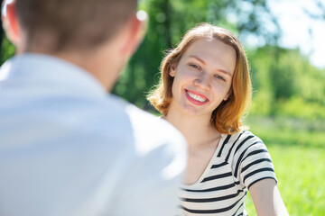 Young couple on a date in the park