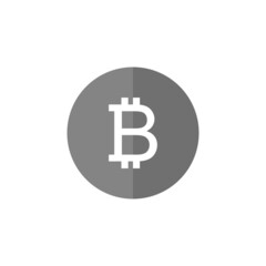 Bitcoin grey flat vector icon