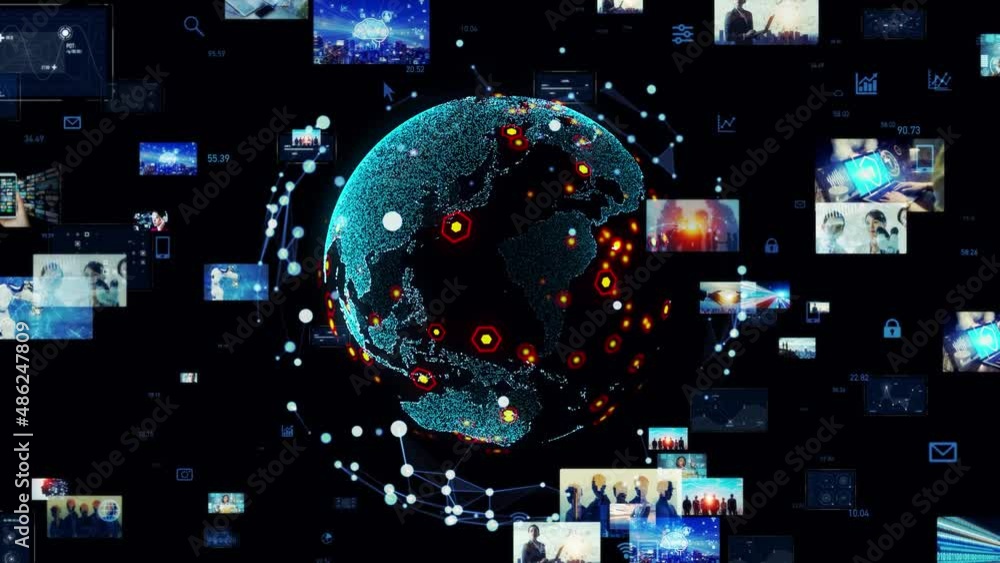 Aufkleber Digital contents concept. Social networking service. Streaming video. communication network. 