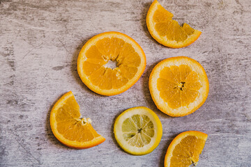 Lemons an oranges. Seamless pattern of lemons on an industrial background. High quality photo