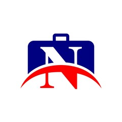 letter N business briefcase logo template