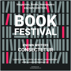 Vector template Poster for book festival .