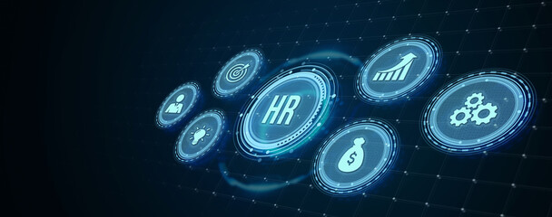 Internet, business, Technology and network concept.Human Resources HR management concept. 3d illustration.