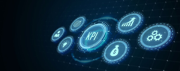 Internet, business, Technology and network concept. KPI Key Performance Indicator for Business Concept. 3d illustration.